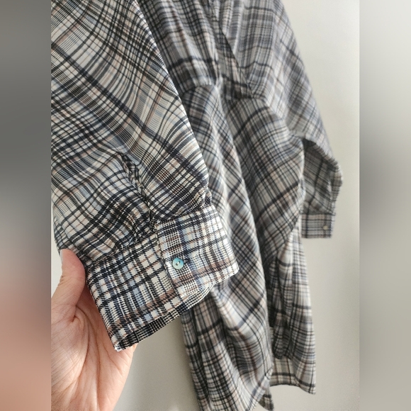 Zara Satin Effect long sleeve dress womens size Large academia plaid classic - Picture 11 of 16